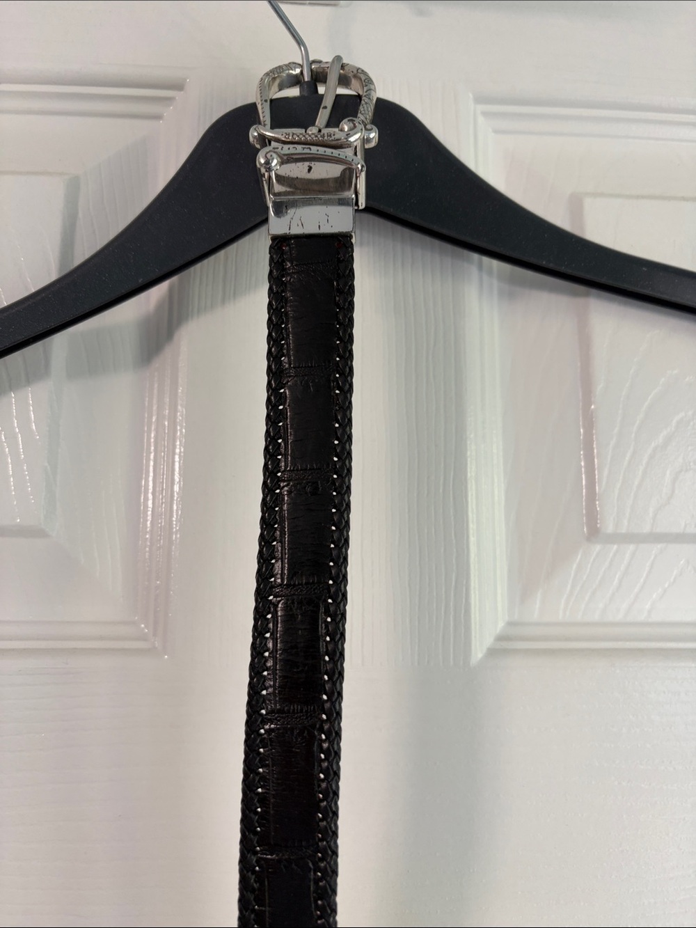 Brighton Black/Red reversible Woven Belt with Silver Decorative Buckle